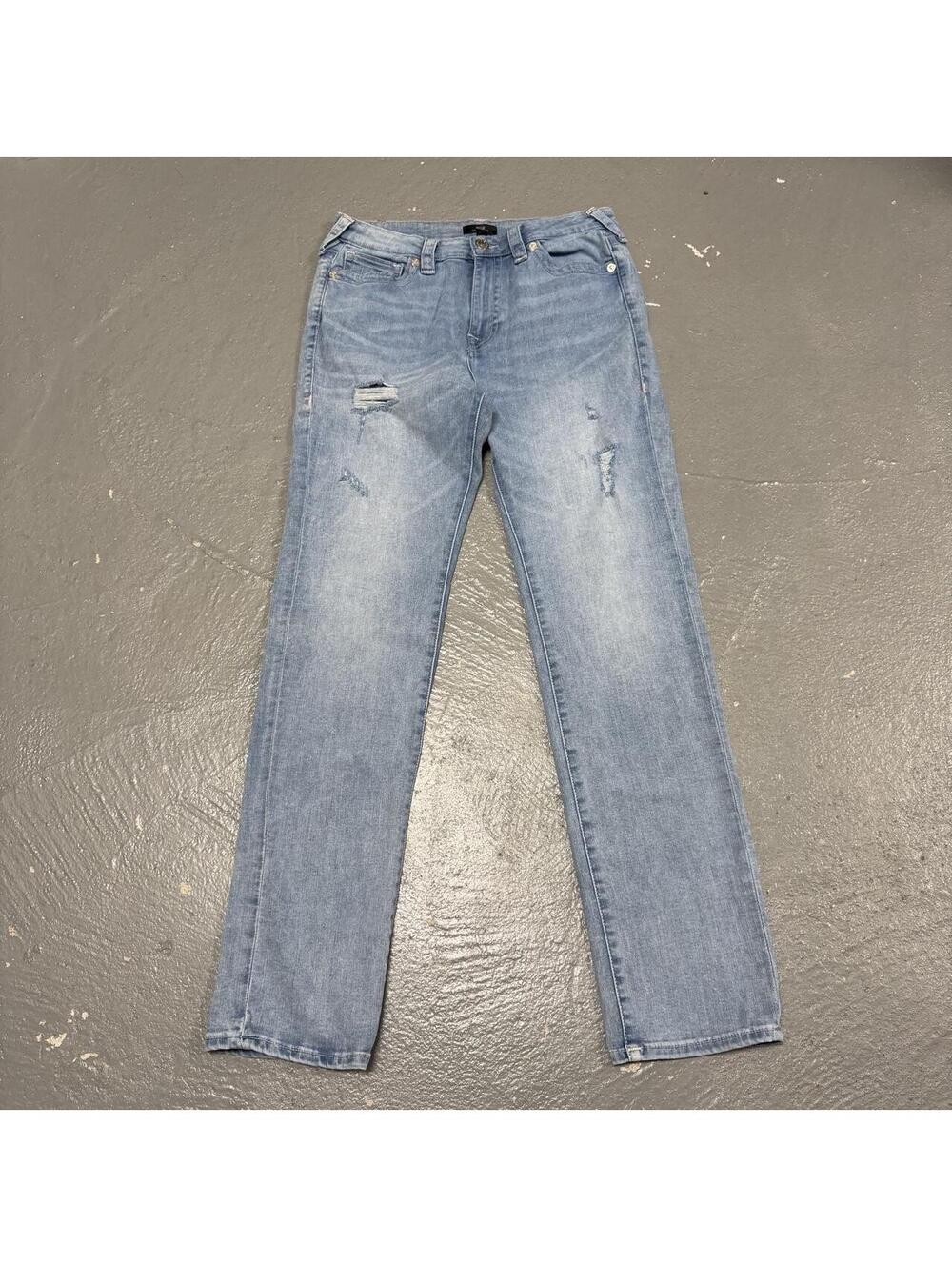 True Religion Billie Mid-Rise Light Washed Blue Straight Fit Jeans
